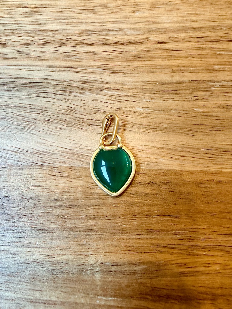 Clare V Stone Padlock Charm Emerald W/Vintage Gold Nwt